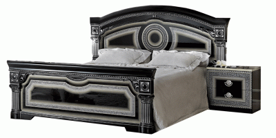 Bedroom Furniture Beds Aida Black/Silver Full Size