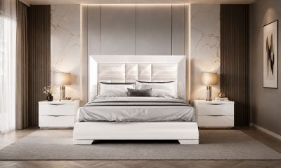Bedroom Furniture Modern Bedrooms QS and KS Carmen Bed with Onda Nightstands