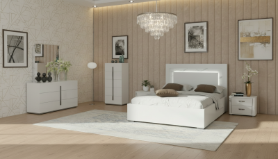 Modern Bedrooms QS and KS Carrara Bed with Anna Nightstands