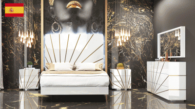 Bedroom Furniture Modern Bedrooms QS and KS Oro White Bed with Frames