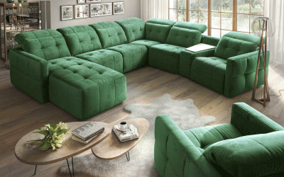 Living Room Furniture Sectionals Cantata Sectional w/Bed & Recliner