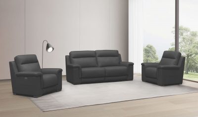 Reclining and Sliding Seats Sets H0728-BLACK Power Recliner Set